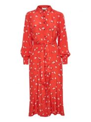 Kaffe Sukienka "Obina" w kolorze czerwonym rozmiar: 34. Czerwone sukienki damskie Kaffe, na imprezę, s, bez wzorów, z tkaniny, klasyczne, bez kołnierzyka, bez ramiączek, maxi. Za 91.34 zł.