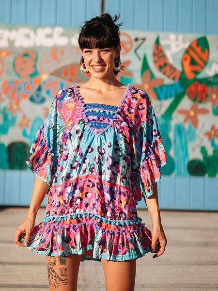 Isla Bonita by SIGRIS Sukienka ze wzorem rozmiar: XL. Sukienki damskie Isla Bonita by SIGRIS, na co dzień, xl, z aplikacjami, z bawełny, bez kołnierzyka, bez ramiączek, mini, proste. Za 141.95 zł.
