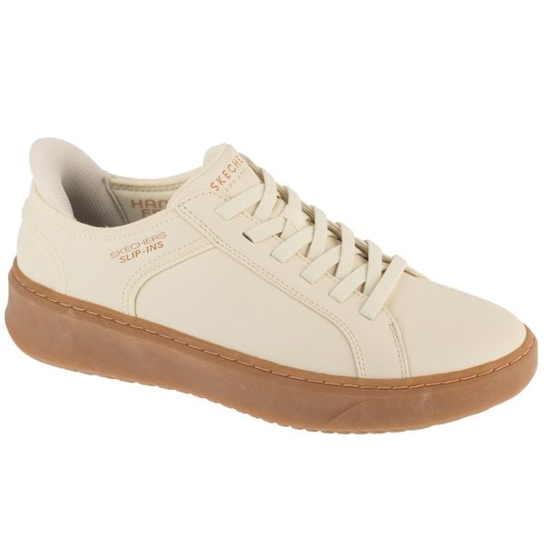 Buty sportowe Sneakersy męskie, Slip-Ins: Court Break - Suit Sneaker. Białe buty fitness męskie Skechers, ze skóry ekologicznej, bez zapięcia, na fitness i siłownię. Za 299.99 zł.