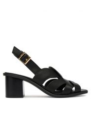 Tommy Hilfiger Sandały Cross Blocked Heel Sandal FW0FW09135 Czarny. Czarne sandały damskie Tommy Hilfiger, bez wzorów, ze skóry, bez obcasa, na słupku. Za 569.99 zł.