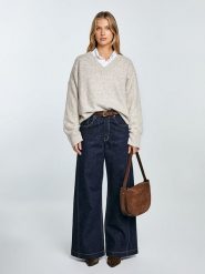 BIG STAR Sweter w kolorze beżowym rozmiar: S/M. Brązowe swetry klasyczne damskie Big Star, m, bez kołnierzyka. Za 139.99 zł.