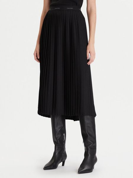 Calvin Klein Spódnica plisowana LV044D632G Czarny Regular Fit. Czarne spódniczki damskie CALVIN KLEIN, s, bez wzorów, z syntetyku, plisowane. Za 339.99 zł.