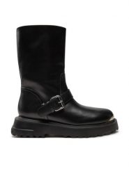 LOVE MOSCHINO Botki JA24134G1LIA0000 Czarny. Czarne botki damskie Love Moschino, ze skóry, bez obcasa, na płaskiej podeszwie, bez zapięcia. Za 639.99 zł.
