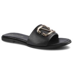 Czarne Klapki Pro-Moda Damskie Eleganckie Buty. Czarne klapki damskie PRO-MODA, bez wzorów, ze skóry, bez obcasa, na płaskiej podeszwie. Za 179.00 zł.