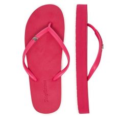 Japonki Juicy Couture. Czerwone klapki damskie Juicy Couture, bez wzorów, bez obcasa. Za 69.99 zł.