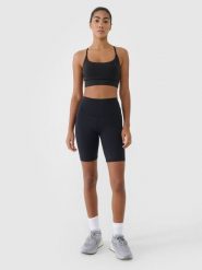 4F Legginsy kolarki treningowe damskie - czarne M. Czarne legginsy damskie 4f, m, bez wzorów, z dzianiny, z podwyższonym stanem, na fitness i siłownię. Za 99.99 zł.