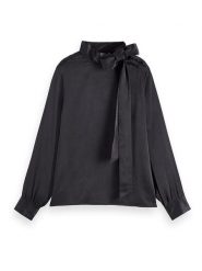 Scotch & Soda Bluzka w kolorze czarnym rozmiar: 42. Czarne bluzki damskie Scotch & Soda, bez wzorów, bez kołnierzyka, bez ramiączek. Za 193.24 zł.