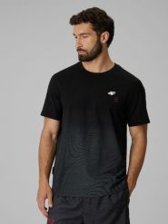 4F T-shirt regular z nadrukiem męski - czarny L. Czarne t-shirty męskie 4f, l, bez wzorów, z materiału, bez kołnierzyka. Za 89.99 zł.