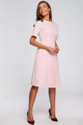 Sukienka elegancka trapezowa różowa wizytowa. Czerwone sukienki damskie Stylove, do pracy, xl, bez wzorów, biznesowe, bez kołnierzyka, bez ramiączek, trapezowe. Za 319.00 zł.