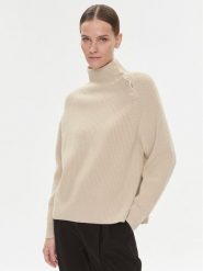 Calvin Klein Golf K20K206014 Beżowy Relaxed Fit. Brązowe golfy damskie CALVIN KLEIN, xs, bez wzorów, z wełny, bez ramiączek. Za 959.99 zł.
