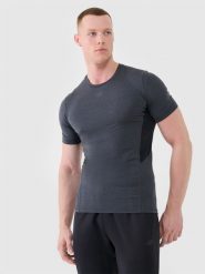 4F Koszulka treningowa szybkoschnąca męska - szara S. Czarne t-shirty sportowe męskie 4f, m, z dzianiny, bez ramiączek, na fitness i siłownię. Za 99.99 zł.