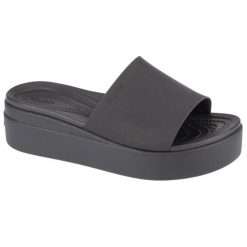 Klapki damskie Crocs 208728001. Czarne klapki damskie Crocs, bez wzorów, z materiału, bez obcasa. Za 345.00 zł.