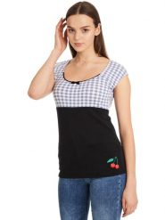 Pussy Deluxe Koszulka w kolorze czarno-błękitnym rozmiar: XL. Czarne bluzki damskie Pussy Deluxe, xl, bez wzorów, bez kołnierzyka, bez ramiączek. Za 61.46 zł.