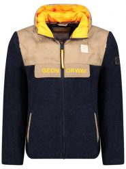 Geographical Norway Kurtka polarowa "Teclass" w kolorze granatowo-beżowym rozmiar: M. Brązowe kurtki męskie Geographical Norway, m, bez wzorów, z polaru, bez kaptura. Za 165.71 zł.