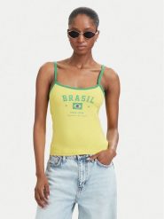 Guess Jeans Top W6YP20 K4202 Żółty Slim Fit. Żółte topy damskie Guess Jeans, s, z aplikacjami, z bawełny, bez kołnierzyka. Za 129.99 zł.