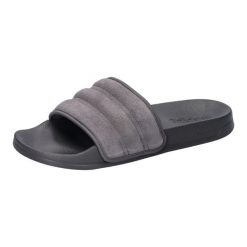 Klapki basenowe adidas Adilette Shower. Szare klapki damskie Adidas, bez wzorów, z materiału, bez obcasa. Za 176.00 zł.