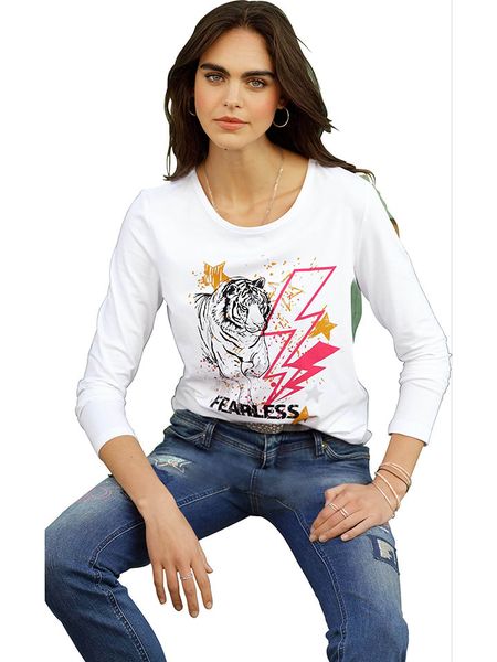 Heine Koszulka w kolorze białym rozmiar: 40. Białe bluzki damskie Heine, bez wzorów, bez kołnierzyka. Za 52.17 zł.