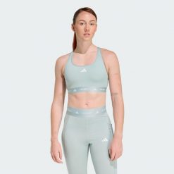 Biustonosz TECHFIT. Zielone biustonosze Adidas, bez wzorów, z materiału. Za 179.00 zł.