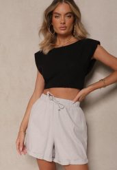 Szare Szorty z Bawełny z Gumką w Talii Sarilora. Szare szorty damskie Renee, bez wzorów, z bawełny, eleganckie. Za 39.99 zł.