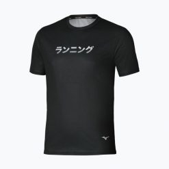 Koszulka do biegania męska Mizuno Core Graphic Tee. Czarne t-shirty sportowe męskie Mizuno, l, z materiału, bez ramiączek, do biegania. Za 169.99 zł.