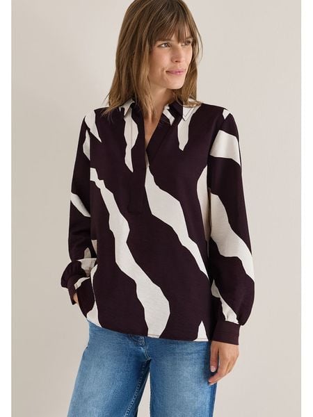 Cecil Bluzka w kolorze fioletowo-kremowym rozmiar: XS. Brązowe bluzki damskie Cecil, xs, bez wzorów, bez kołnierzyka, bez ramiączek. Za 122.38 zł.