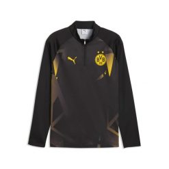 Męska koszulka na rozgrzewkę Borussia Dortmund z zamkiem 1/4 PUMA. Czarne t-shirty sportowe męskie Puma, l, z materiału, bez ramiączek, do piłki nożnej. Za 349.00 zł.