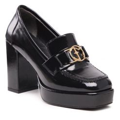 Półbuty Eva Minge. Czarne półbuty damskie Eva Minge, bez wzorów, bez obcasa, na obcasie. Za 329.99 zł.