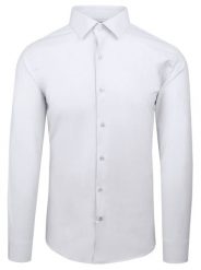 Elegancka Koszula Męska - Victorio - Biała. Białe koszule męskie Victorio, m, bez wzorów, z bawełny, bez kołnierzyka, bez ramiączek. Za 149.00 zł.