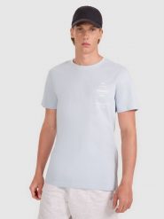 4F T-shirt regular z nadrukiem męski - niebieski XXL. Niebieskie t-shirty męskie 4f, m, bez wzorów, z bawełny, bez kołnierzyka. Za 69.99 zł.