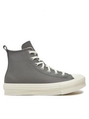 Converse Trampki Chuck Taylor All Star EVA Lift Platform A09259C Szary. Szare trampki i tenisówki damskie Converse, bez wzorów, ze skóry. Za 209.99 zł.