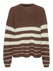 Vero Moda Sweter w kolorze brązowo-kremowym rozmiar: XL. Brązowe swetry klasyczne damskie Vero Moda, xl, ze splotem, bez kołnierzyka. Za 70.41 zł.