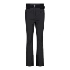 Spodnie damskie narciarskie CMP 34W4336. Czarne spodnie materiałowe damskie CMP, bez wzorów, z materiału, sportowe. Za 484.99 zł.