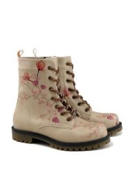 Goby Botki w kolorze beżowym ze wzorem rozmiar: 37. Brązowe botki damskie Goby, z materiału, z okrągłym noskiem, bez obcasa, bez zapięcia. Za 260.99 zł.