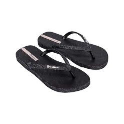 Japonki Damskie Maxi Glow. Czarne klapki damskie Ipanema, bez wzorów, z materiału, bez obcasa, na słupku. Za 79.00 zł.