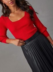 Milan Kiss Sweter w kolorze czerwonym rozmiar: XL. Czerwone swetry klasyczne damskie Milan Kiss, xl, bez kołnierzyka. Za 178.79 zł.