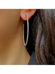 Eclat d'Argent Srebrne kolczyki-półkreole z cyrkoniami rozmiar: onesize. Szare kolczyki damskie Eclat d'Argent, z cyrkonią, srebrne. Za 217.99 zł.