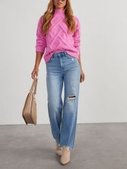 LA Angels Sweter w kolorze różowym rozmiar: M. Różowe golfy damskie LA Angels, m, bez wzorów, bez ramiączek. Za 287.84 zł.