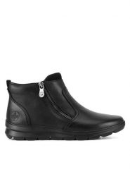 Rieker Botki Z0060-00 Czarny. Czarne botki damskie Rieker, ze skóry, bez obcasa, na płaskiej podeszwie, bez zapięcia. Za 319.99 zł.
