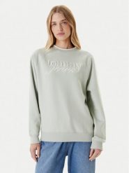 Tommy Jeans Bluza Script DW0DW21196 Zielony Regular Fit. Zielone bluzy bez kaptura damskie Tommy Jeans, xl, z bawełny. Za 369.99 zł.