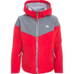 Kurtka polarowa w kolorze szaro-czerwonym. Czerwone kurtki i płaszcze chłopięce Trespass Kids, bez wzorów, z polaru, bez kaptura. W wyprzedaży za 109.95 zł.