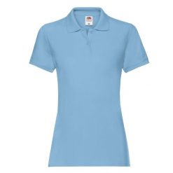 Damska Koszulka Polo Premium Plain. Niebieskie bluzki sportowe damskie Fruit of the Loom, xs, bez kołnierzyka, bez ramiączek. Za 55.99 zł.