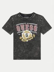 Guess T-Shirt L5RI08 K8HM4 Czarny Regular Fit. Czarne t-shirty chłopięce Guess, z aplikacjami, z bawełny, bez ramiączek. Za 69.99 zł.