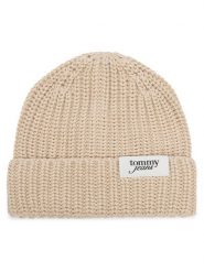 Tommy Hilfiger Czapka Script AW0AW18972 Kremowy. Białe czapki zimowe damskie Tommy Hilfiger, z bawełny. Za 189.99 zł.