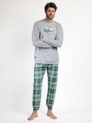 Lois Piżama "Vintage Car" w kolorze jasnoszaro-zielonym rozmiar: M. Szare piżamy męskie lois, m, bez wzorów, bez ramiączek. Za 165.99 zł.