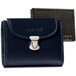 Portfel skórzany Rovicky R-RD-39-GCL Navy granatowy. Niebieskie portfele damskie ROVICKY, bez wzorów, ze skóry. Za 79.00 zł.