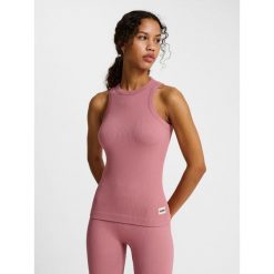 Damski bezszwowy tank top Hummel Pulse. Fioletowe topy damskie HUMMEL, bez wzorów, z materiału, bez ramiączek. Za 163.50 zł.