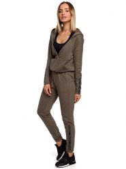 Made of emotion Spodnie dresowe w kolorze khaki rozmiar: M. Brązowe spodnie dresowe damskie Made Of Emotion, m, bez wzorów, z dresówki. Za 79.21 zł.