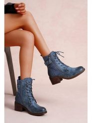 Foreverfolie Botki w kolorze niebieskim rozmiar: 39. Niebieskie botki damskie Foreverfolie, eleganckie, bez obcasa, bez zapięcia. Za 152.99 zł.