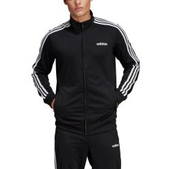 Bluza męska adidas Essentials 3 Stripes Tricot TT czarna DQ3070. Białe bluzy bez kaptura męskie Adidas, bez wzorów, z materiału, sportowe, bez kołnierzyka, bez ramiączek. Za 209.70 zł.