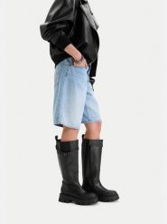G-Star Raw Kozaki EO-GLCIEN-7001 Czarny. Czarne kozaki damskie G-Star, ze skóry, bez obcasa, na płaskiej podeszwie. Za 639.99 zł.